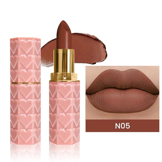 evpct 1Pcs Dark Brown Lipstick, Silky Velvet Matte Lipstick Pack Sets for Women, Long Lasting Smudge Proof Lipstick Lip Stain Makeup Kit matte lipstick 24 hours original N05