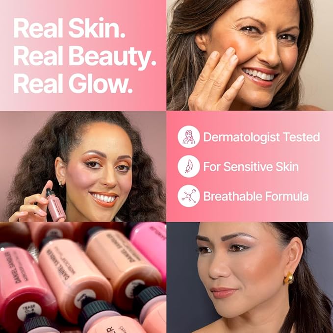 Daniel Sandler Watercolor Liquid Blush — Buildable, Blendable & Long-Lasting Liquid Blush for Cheeks, Lips, & Eyes — Lightweight & Water Resistant — For All Skin Types — Passion