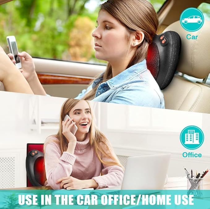 Shiatsu Back and Neck Massager with Heat, Deep Tissue Massage for Neck, Shoulder, Leg, Upper & Lower Back Pain Relief, Electric Massage Pillow, Used at Home, Car, Office，Gifts for Men Women Dad, Mom