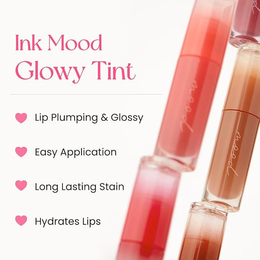 Peripera Ink Mood Glowy Tint | Lip-Plumping, Naturally Moisturizing, Lightweight, Glow-Boosting, Long-Lasting, Comfortable, Non-Sticky, No White Film (025 HOT STRAWBERRY)