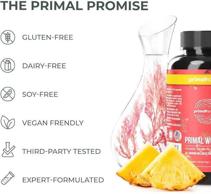 Primal Harvest Multivitamin for Women Vitamin A, Vitamin C, Vitamin D and E, Vitamin B12, B6, Biotin, Zinc Supplements, 60 Capsules (Womens 2 Pack)