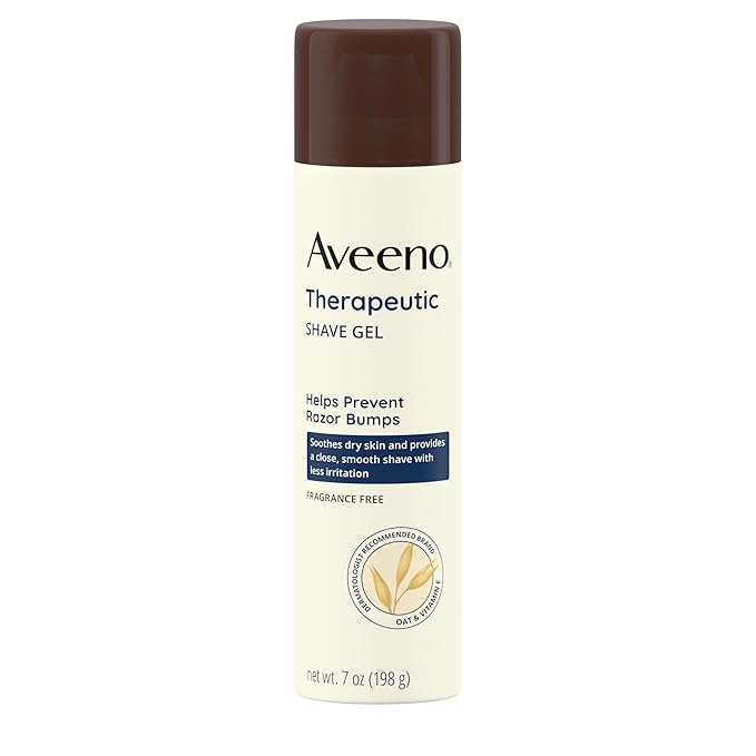 Aveeno Therapeutic Shave Gel with Oat and Vitamin E to Help Prevent Razor Bumps, Soothes Dry Skin and Provides a Close, Smooth Shave with Less Irritation, Fragrance-Free, 7 oz