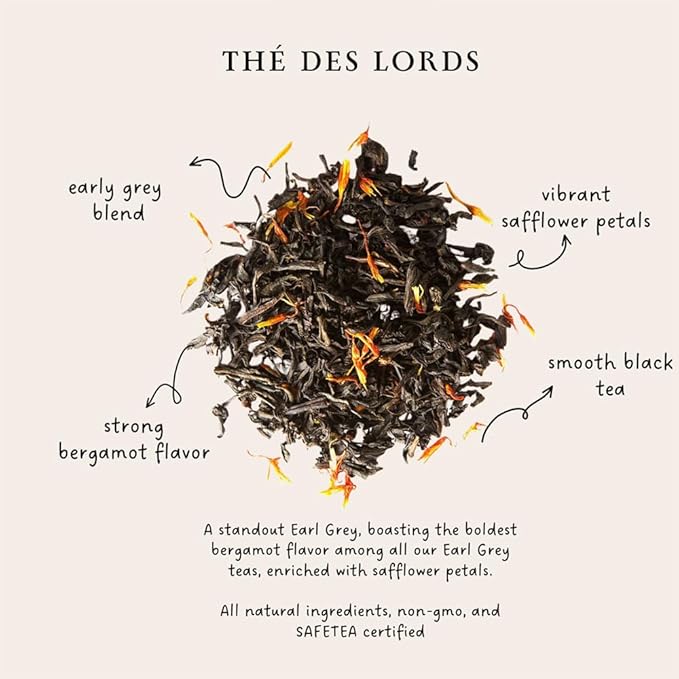 Palais des Thés - Tea of Lords - Earl Grey Black Tea & Bergamot - Premium Loose Leaf, Serves 20-25 Cups - 3.5oz Tin
