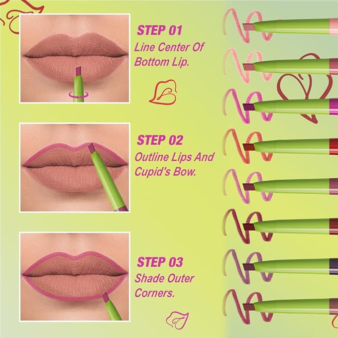 evpct Mauve Triangle Lip Liner Pencil Stick for Women, Retractable Lips Liner Pen Triangle Tip for Sculpting & Filling & Plumping, Longwear Lipliners Pencil, Vegan Cruelty Free Lip Filler Plumper