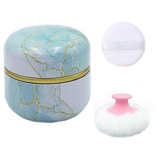 Body Powder Puff and Container for Dusting Powder, Women Powder Puff and Powder Case for Bath and Travel (Sky Gilding)