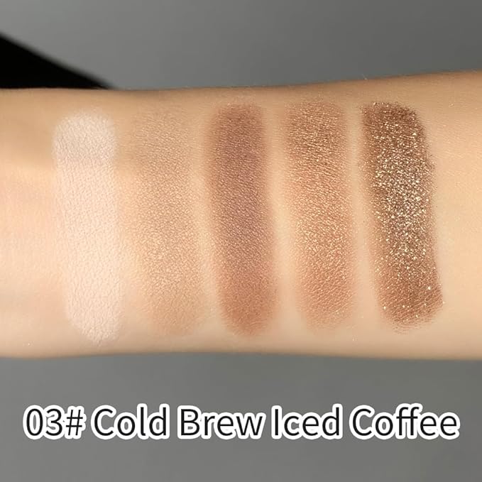 Neutral Eyeshadow Palette 5 Colors, Nude Brown Matte & Subtle Shimmer Shades, Highly Pigmented Blendable Long-Lasting Powder, Smooth No-Fallout Daily Eye Makeup Palette for Work and Natural Looks-C03