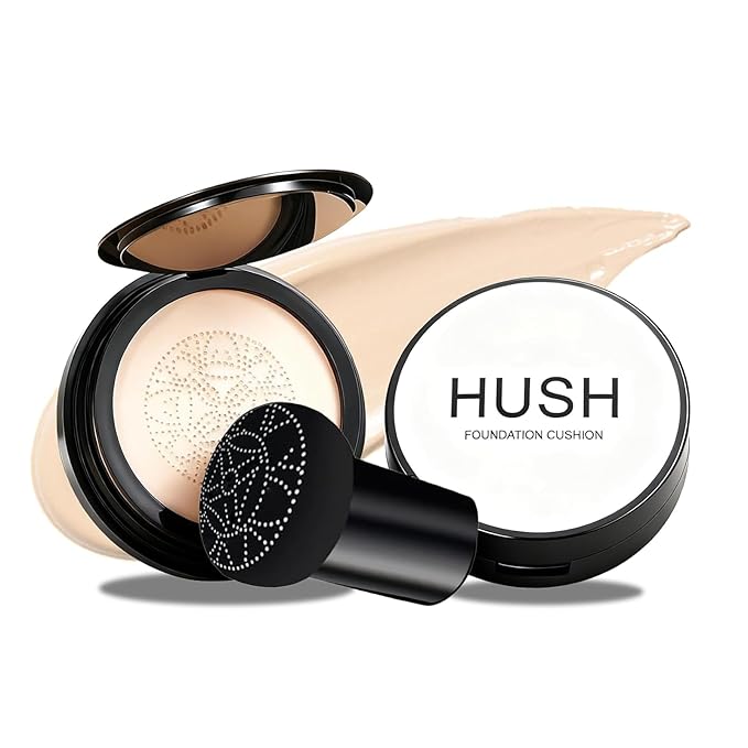 Hush Foundation for Older Women, 2026 New Mushroom Head Air Cushion CC Cream, Full Coverage Foundation for Older Women, BB Cream for All Skin Types (Natural)