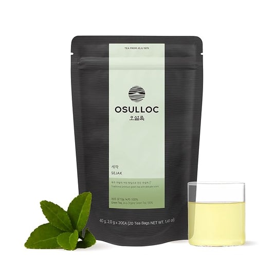 OSULLOC Sejak (first-flushed) Green Tea (Nuts, Orchid) | Korean Premium Pyramid Tea Bags | 20 Count Tea Bags, 1.41oz