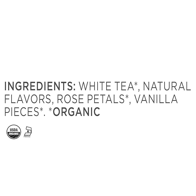 Tea Forte Vanilla Rose Premium Organic Loose Leaf Caffeinated White Tea Blend Canister, Makes 35-50 Cups