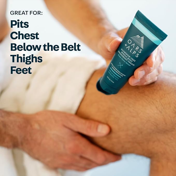 Oars + Alps Whole Body Deodorant for Men & Women, Aluminum Free Deodorant with Cedarwood, lime, Fresh Greens, Multi-Action Odor Defense, Long Lasting, Anti-Chafe, Fresh Ocean Splash, 2.5oz