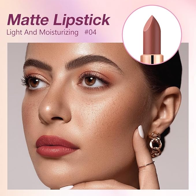 evpct Coral Orange Red Matte Creamy Lipstick for Women, Long Lasting Waterproof Velvet Lipstick, Lip Stick Crayon Buildable Blendable Creamy Color, Longwear Lip Makeup Cruelty-free 24 hour original 04