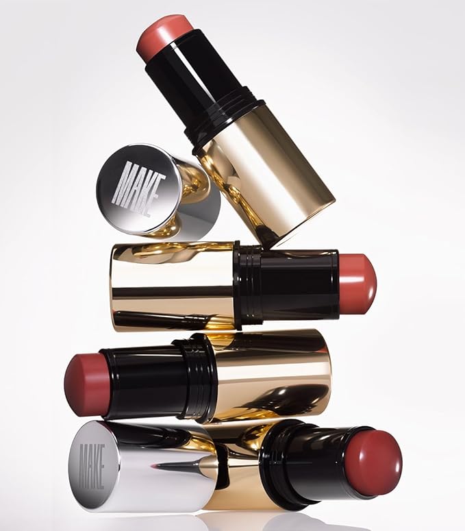 MAKE Beauty Heat Stroke Cream Blush Stick for Cheeks with Natural Hydrating Dewy Finish. Creamy Gel Blush Balm - Shade Stimulated, Hot Pink Cheek Tint