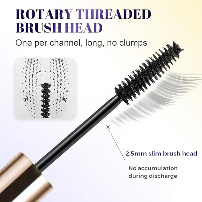 2 Pcs Iron Wand Mascara, 2026 Upgraded Waterproof Metal Wand Mascara Volume and Length, Long-Lasting Fine Tip 3D Curling Eyelash Lash Extensions (2Pcs-B)