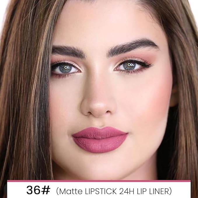 evpct 1Pcs Burgundy Red Matte Lip Liner and Lipstick for Women, Rose Magic Lipstick Lip Stain 24 Hours Original Lip Liner Makeup Stain Long Lasting Waterproof Smudge Proof labial Lip Pencil 36#