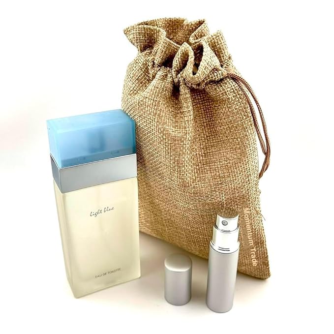 Light Blue Perfume for Women 3.3 Eau De Toilette Spray with Burlap Bag & Mini Refillable Atomiser Fresh Citrus Floral Scent, Long Lasting Fragrance, Christmas Gift for Her, Holiday Gift Female