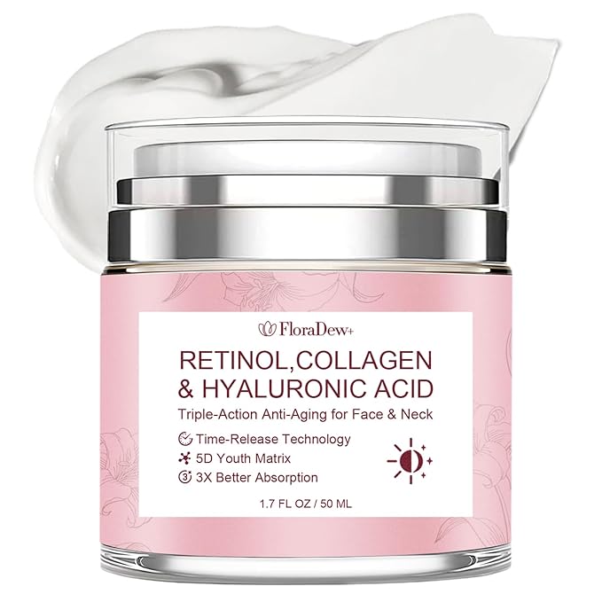 Retinol Collagen Hyaluronic Acid Anti-Aging Wrinkle Cream for Face & Neck Moisturizer Face Cream for Women 1.7 FL OZ