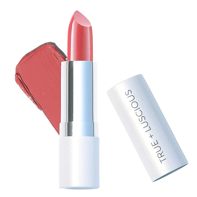 True + Luscious Super Moisture Lipstick | Sheer Cream Lip Color for Lasting Hydration | Hyaluronic Acid Konjac Root Powder | Vegan Cruelty-Free Gluten-Free Flatters All Skin Tones | Just Peachy