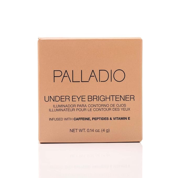 Palladio Under Eye Brightener, Conceal, Brightens, Reduces Appearance of Dark Circles, With Caffeine Peptides & Vitamin E, Tired Skin Color Correcting Brightener & Primer (Golden Tan)