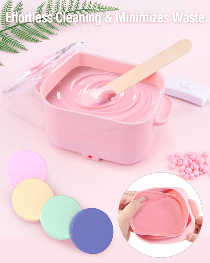 Silicone Wax Warmer for Hair Removal, Foldable Waxing Heater Machine for Melting Hard Soft Wax Beads, 18.6oz Electric Waxing Kit Silicone Wax Pot - Beginner Friendly, Fast Heating, Easy to Clean