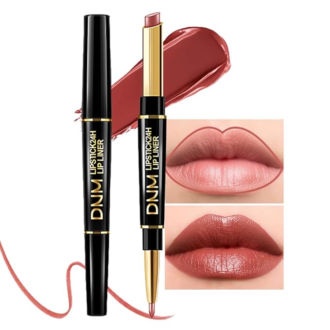 evpct 1Pcs Plummy Terracotta Shine Lip Liner and Lipstick Combo Set Kit for Women, Moisturizing Glossy Tinted Lip Stick Balm, Sheer Shine Juicy Finish, Lightweight Hydrating Formula Lip Care 45#