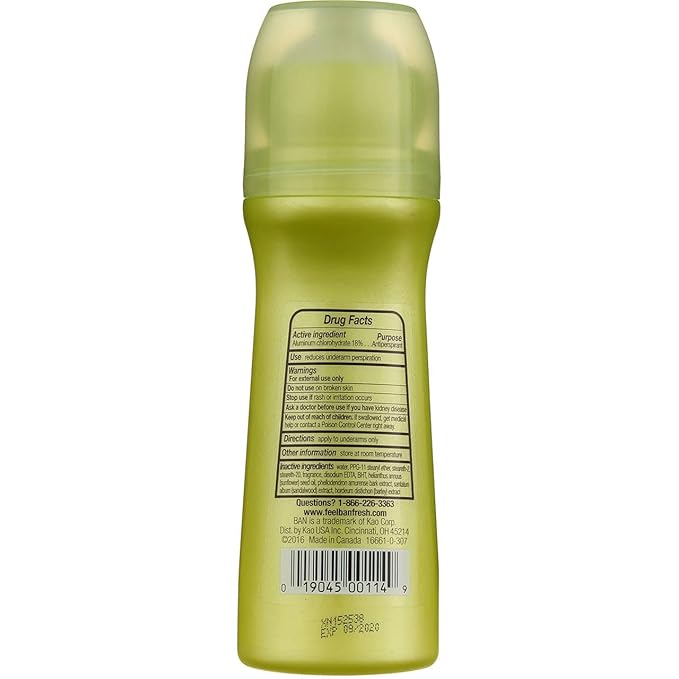 Ban Invisible Roll-on Antiperspirant Deodorant for Women and Men, 24-Hour Underarm Odor & Sweat Protection, Regular, 3.5 Oz, Pack of 2