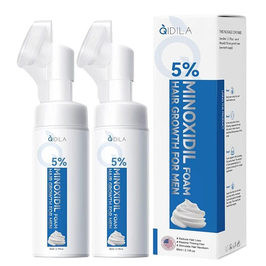 5% Minoxidil Foam for Men Hair and Beard Regrowth, Dermatologist-Recommended Lightweight Topical Solution, Thicker Fuller Hair Growth Treatment (60ml/2.11fl.oz), 2PCS