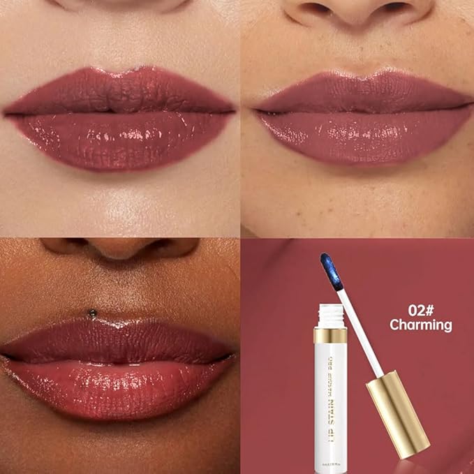 Lip Stain - Wipe-Off & Peel Off Lip Color | Waterproof, Long Lasting, Transfer-Resistant, Smudge-Proof Lip Tint | Easy Wipe Finish, High Pigment | All-Day Vibrant Kiss-Proof Lip Stain, brown