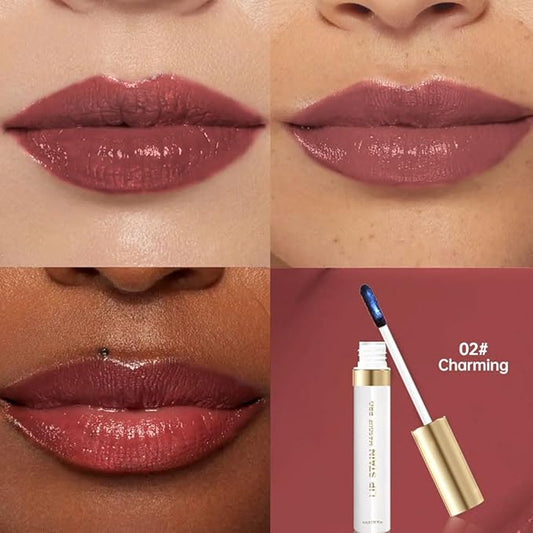 Lip Stain - Wipe-Off & Peel Off Lip Color | Waterproof, Long Lasting, Transfer-Resistant, Smudge-Proof Lip Tint | Easy Wipe Finish, High Pigment | All-Day Vibrant Kiss-Proof Lip Stain, brown
