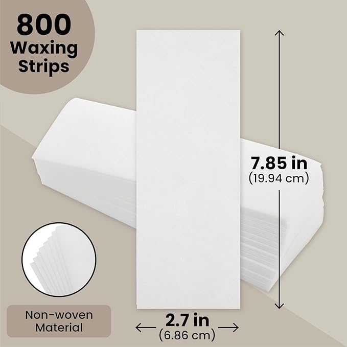 Juvale 800-Pack Wax Strips for Body and Facial Hair Removal - Non-Woven Depilatory Paper Sheets, Customizable Size, Smooth Surface, and Disposable (7.85x2.7 in)