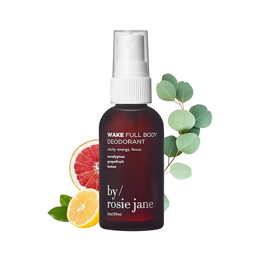 By Rosie Jane Wake Full Body Deodorant Spray - Aluminum Free Deodorant and Body Spray for Women & Men - Enriched with Eucalyptus, Grapefruit & Lemon - Suitable for Sensitive Skin (53ml)
