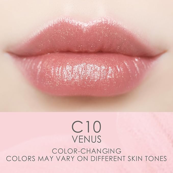 CATKIN Tinted Lip Balm Glitter Lip Stain Ultra Hydrating Lip Moistrurizer Chapstick with Vitamin E Nourishing For Cracked & Dry Lips 0.12 oz C10 Venus - Peach Pink