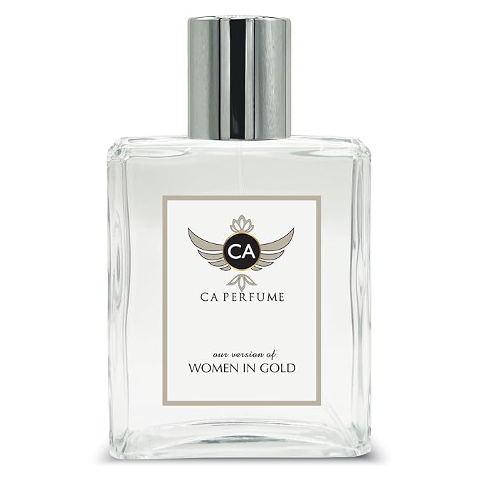 CA Perfume Impression of Women In Gold Eau De Parfum Chypre Floral Scent Long Lasting Perfumes for Women Signature Scent for Day and Night Wear 3.4 Fl Oz 100ml