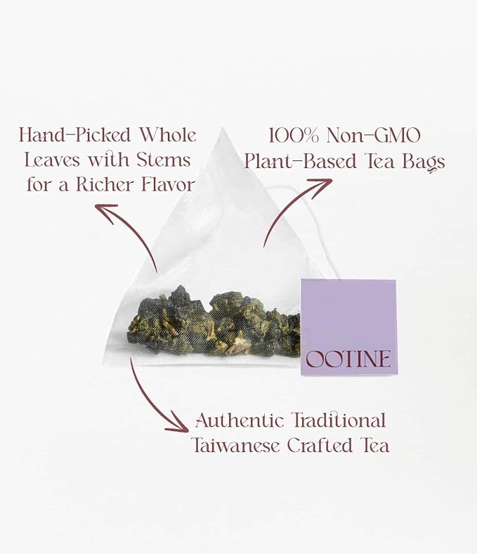 OOTINE | Morning Breeze Taiwan Oolong Tea (12 Sachets) | Lightly Oxidized for a Fresh, Green-Tea-Like Taste | Sugarcane & Freesia Notes | Hand-Picked Whole Leaves, Plastic-Free Sachets | Supports Gut Health & Multiple Infusions, Travel-Ready