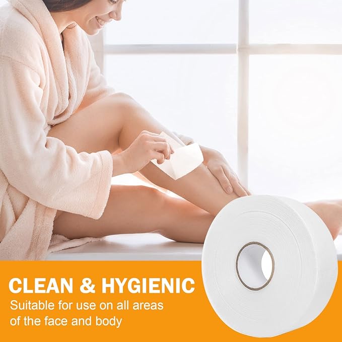 2PCS Non-woven Wax Strip Roll for Body and Facial Hair Removal, 2.76" X 100 Yards Tear-Resistant Waxing Paper for Eyebrow, Leg Removal, Salon Grade