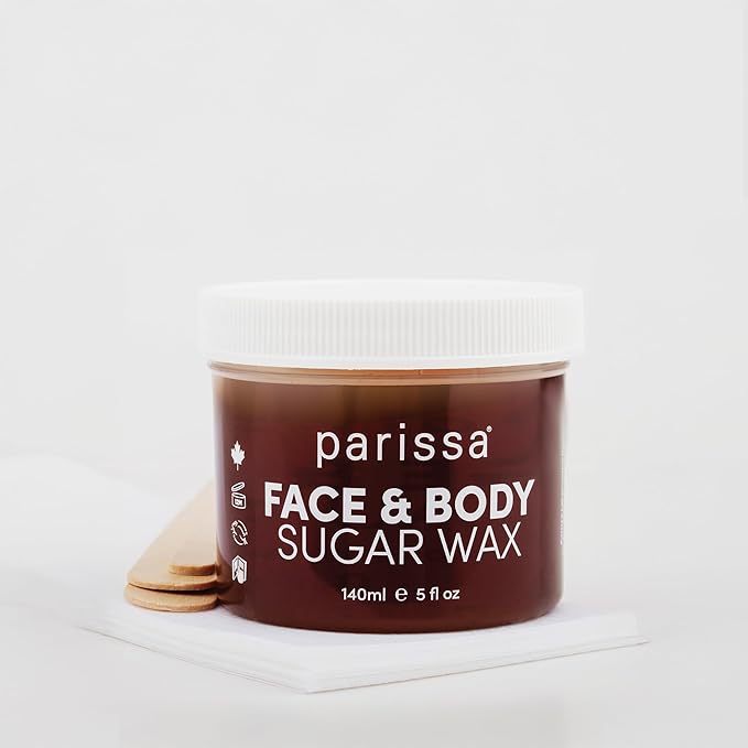 Parissa Face & Body Sugar Wax | 100% Natural, Vegan & Hypoallergenic, Gentle, Microwavable Formula for Sensitive Skin | Facial waxing kit for women | 20 Epilation Strips, 3 Spatulas | 140ml (5 Fl Oz)
