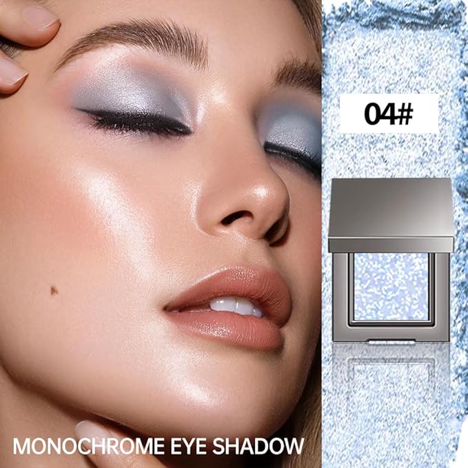 Single Glitter Eyeshadow Palette Makeup– velvet Cream Shimmer MIni Eye Shadow,Velvet Eyeshadow Palette –Shimmer Eye Makeup – Vegan& Cruelty-Free. (04#Light blue glitter, 1 Count (Pack of 1))