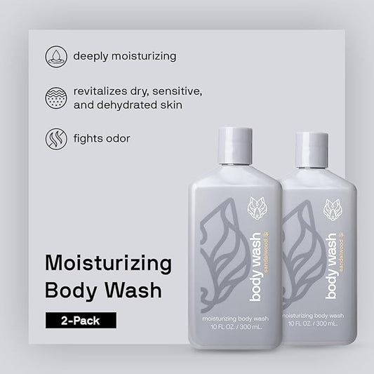Black Wolf 2-Pack Moisturizing Body Wash Bundle - Mens Hydrating Bodywash for Dry, Dehydrated, & Sensitive Skin - Hyaluronic Acid, Aloe Vera, & Jojoba Oil Body Cleanser Help Remove Oil & Dirt