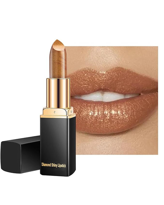 Metallic Brown Color Changing Shimmer Lipstick for Women,3D Shine High Impact Long Lasting Hydrating Transfer Proof Lipstick,Creamy Matte Non Sticky Plumping Lipgloss,Full Coverage Lip Color Makeup 06