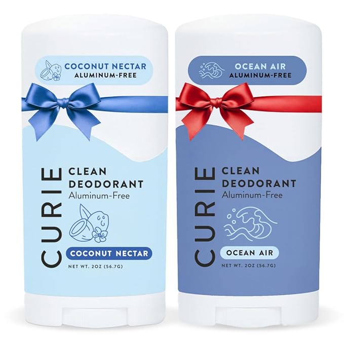 Curie Natural Deodorant for Women - Coconut Nectar + Ocean Air - Aluminum Free, Clean, Sustainable, Vegan, Paraben Free (2pk)