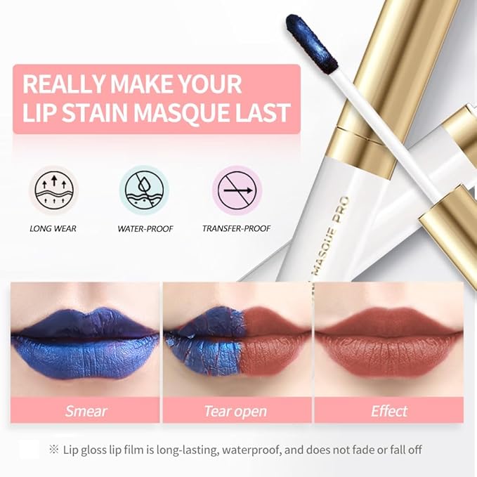Lip Stain - Wipe-Off & Peel Off Lip Color | Waterproof, Long Lasting, Transfer-Resistant, Smudge-Proof Lip Tint | Easy Wipe Finish, High Pigment | All-Day Kiss-Proof Lip Stain, Muted Terracotta +#1