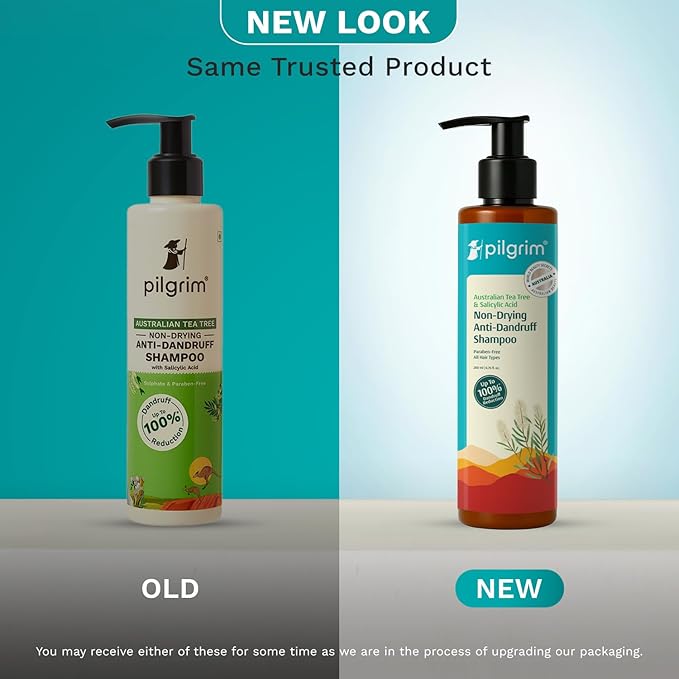 Pilgrim Anti-Dandruff Shampoo with Australian Tea Tree & Salicylic Acid | Non-Drying Itchy Scalp Treatment | Reduces Visible Flakes | Suitable for All Hair Types | 6.76 Fl Oz (200ml)