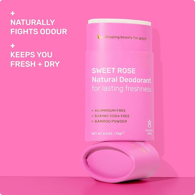 Ethique Beauty Sweet Rose Deodorant Stick for Men & Women - Aluminum-Free, Plastic-Free, Vegan, Cruelty-Free, Eco-Friendly, 2.5 oz