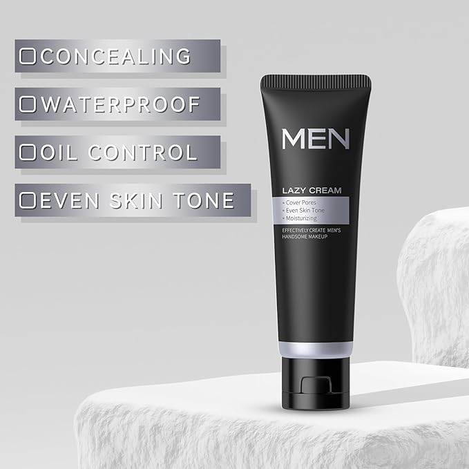 Hydrating Men's BB Cream, Face Concealer Moisturizer, Even Skin Tone, Control Shine & Natural Finish, Lazy Men Skincare Gift