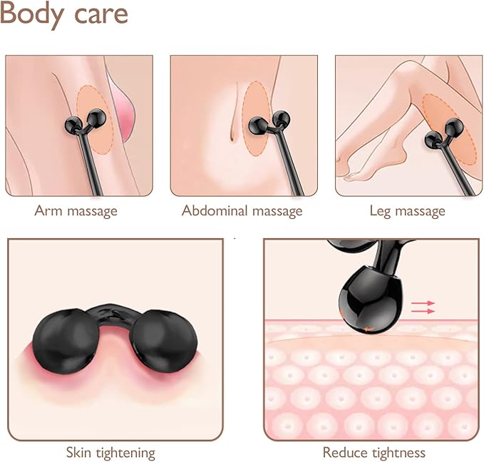 Tekson Face Roller, Facial Metal Massager, Massage Tool for face (Black)