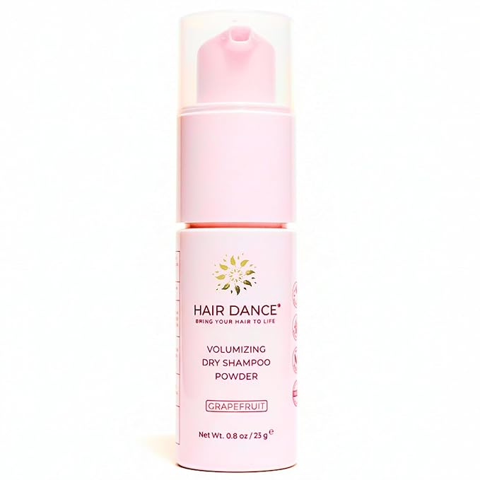 Hair Dance Dry Shampoo Powder | Non-Aerosol | Travel Size | Natural & Organic | Made in USA | No Benzene, Vegan, Cruelty Free, For All Hair Colors, Free of Talc | Grapefruit Oil Scent - 0.8 Ounce