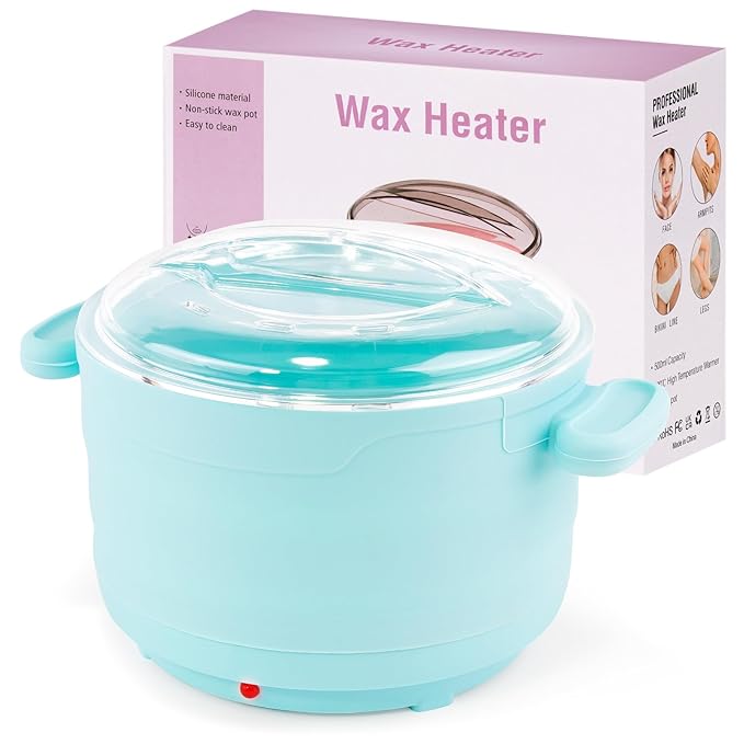 Silicone Wax Warmer for Hair Removal, Foldable Hot Wax Melter Machine for Hard and Soft Wax Beads, 18.6oz Electric Waxing Kit Silicone Heater Pot for Full Body, Legs, Face, Eyebrows & Bikini