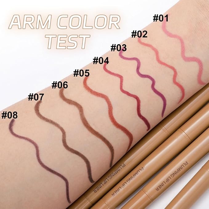 Matte Lip Liner Pencil, Long-Lasting Creamy Formula with Silicone Smudger, Waterproof Non-Staining Crayon for Lip Contouring, Plump Define Sculpting 08#