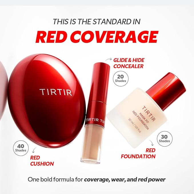 TIRTIR Mask Fit Red FoundationㅣLong Lasting Flawless Coverage, Energy Essence, Lightweight, Hydrating, Pore-Blurring, Breathable Satin Finish, Makeup, Radiant Skin, #10C Shell, 1.01 Fl Oz