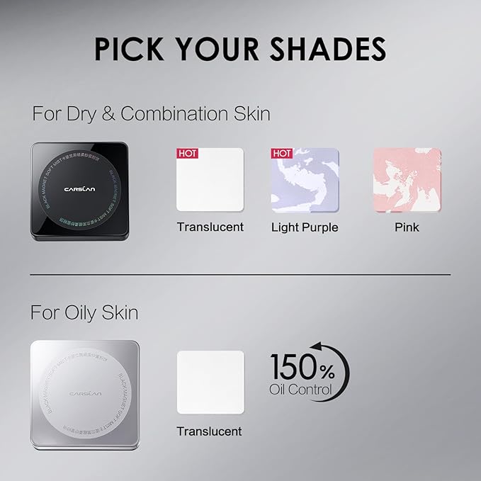 CARSLAN Waterproof Face Pressed Powder Compact, 24H Longlasting Oil Control Pressed Setting Powder Talc-Free Makeup, Shine Free, Poreless, Smooth, 01 Translucent for dry&com skin (0.28Oz)