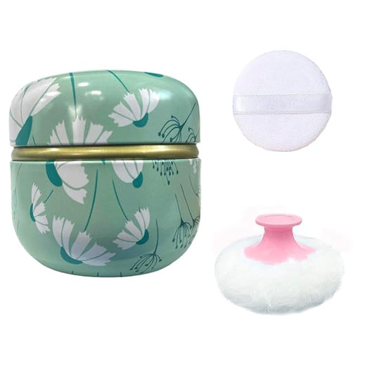 Body Powder Puff and Container for Dusting Powder, Women Powder Puff and Powder Case for Bath and Travel (Dandelion)